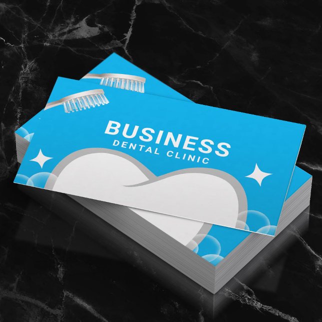 Dentist Tooth & Toothbrush Blue Dental Appointment Card (Creator Uploaded)