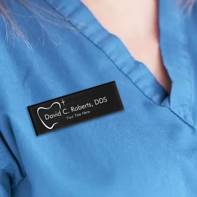 Dentist Tooth Typography Dental Assistant Name Tag (Creator Uploaded)