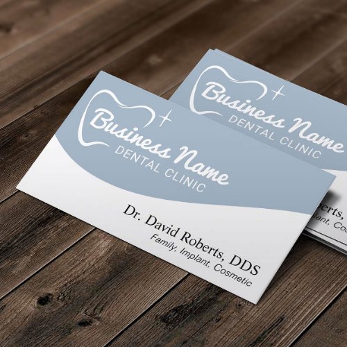 Dentist Tooth Typography Dusty Blue Dental Care Appointment Card