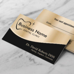 Dentist Tooth Typography Modern Gold Dental Care Appointment Card