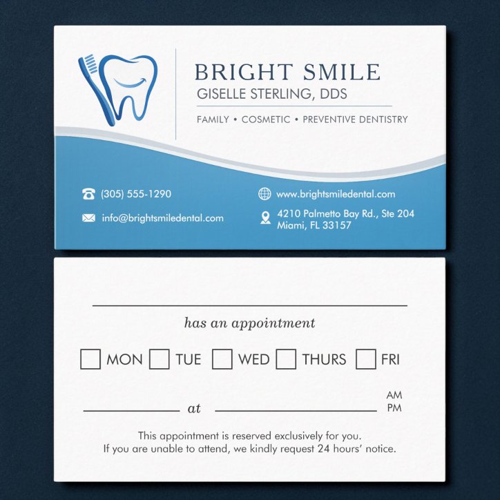 Dentist Toothbrush Office Appointment Reminder Business Card