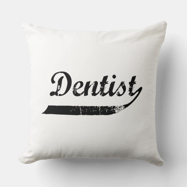 Dentist Typography Throw Pillow (Front)
