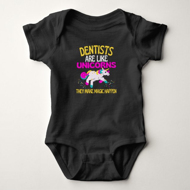 Dentist Unicorn , Magical Unicorn Dentists Baby Bodysuit (Front)