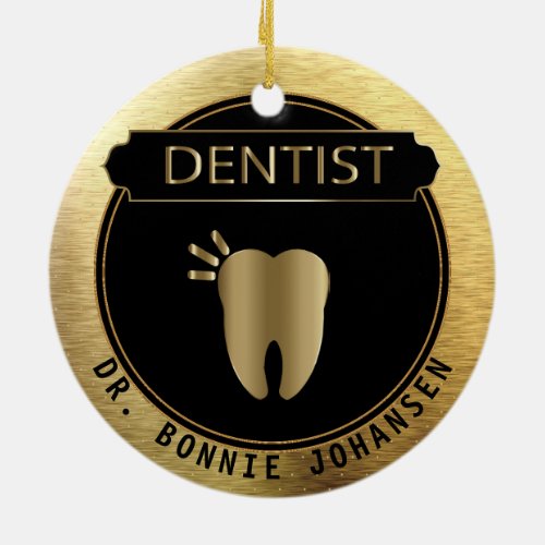 Dentist  _ UpScale Black and Gold Ceramic Ornament