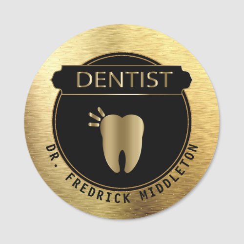 Dentist _ UpScale Black and Gold Name Tag