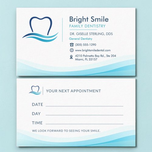 Dentist Water Dental Care Logo Appointment Card