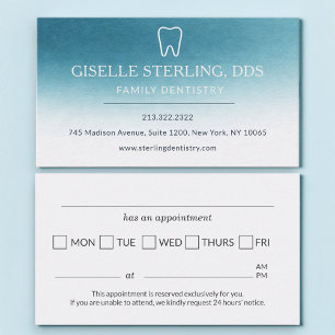 Dentist Watercolor Tooth Appointment Reminder Card
