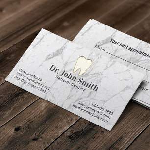 Dentist White Marble Dental Care Appointment Card