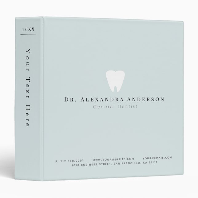 Dentist White Teeth Light Blue 3 Ring Binder (Front/Spine)