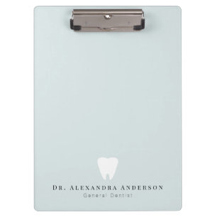 Dentist White Teeth Light Blue Clipboard