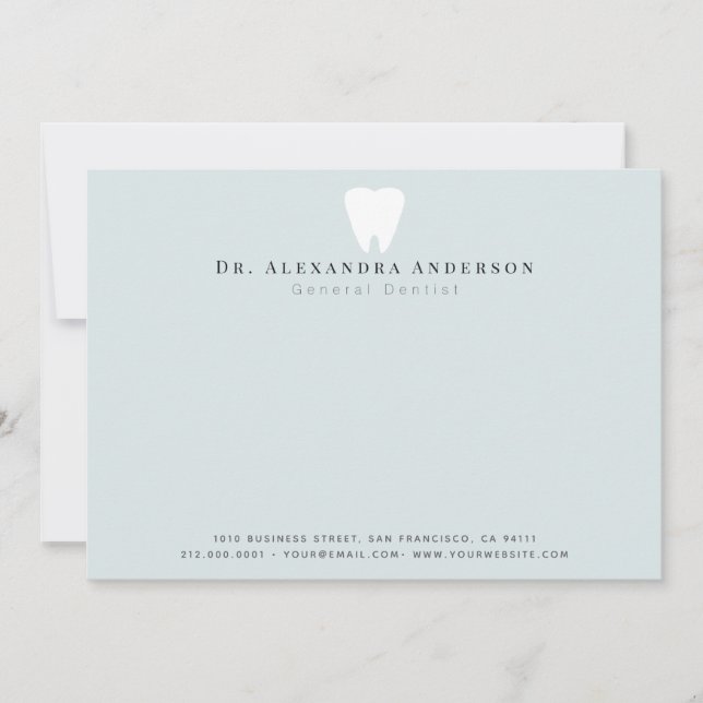 Dentist White Teeth Light Blue Note Card (Front)