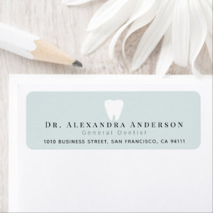 Dentist White Teeth Light Blue Return Address Label