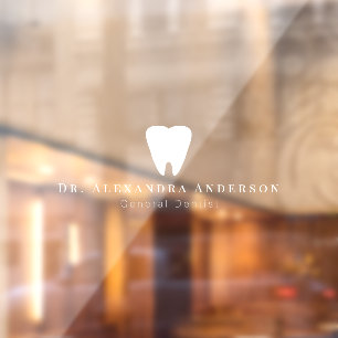 Dentist White Teeth Light Blue Window Cling