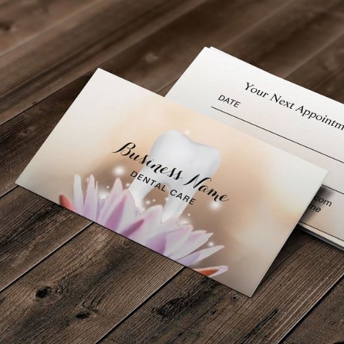 Dentist White Tooth  Lotus Flower Dental Appointment Card