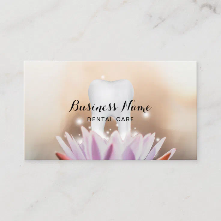 Dentist White Tooth & Lotus Flower Dental Appointment Card Zazzle