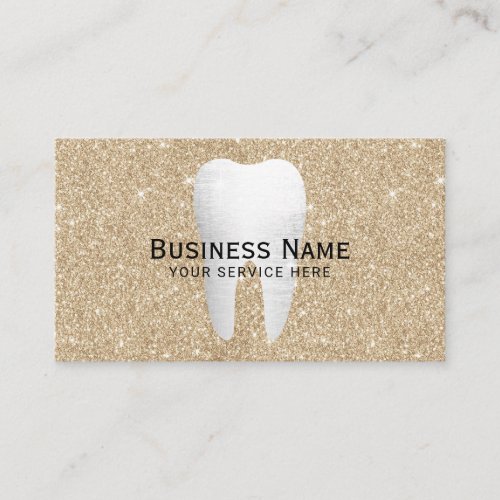 Dentist White Tooth Modern Gold Glitter Dental Appointment Card