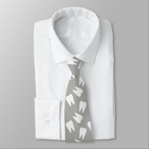 Dentist White Tooth Pattern Dental Tie