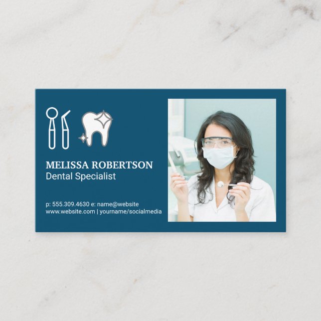 Dentist with Dental Tools Business Card (Front)