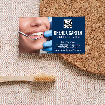 Dentist Working With Patient | Qr Code Business Card by lovely_businesscards at Zazzle