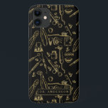 Dentistry Art Gold Pattern Monogram iPhone 11 Case<br><div class="desc">Trendy monogram design this case makes the perfect accessory. Featuring gold dental pattern and your monogram. Add your custom wording to this design by using the "Edit this design template" boxes on the right hand side of the item, or click the blue "Customize it" button to arrange the text, change...</div>