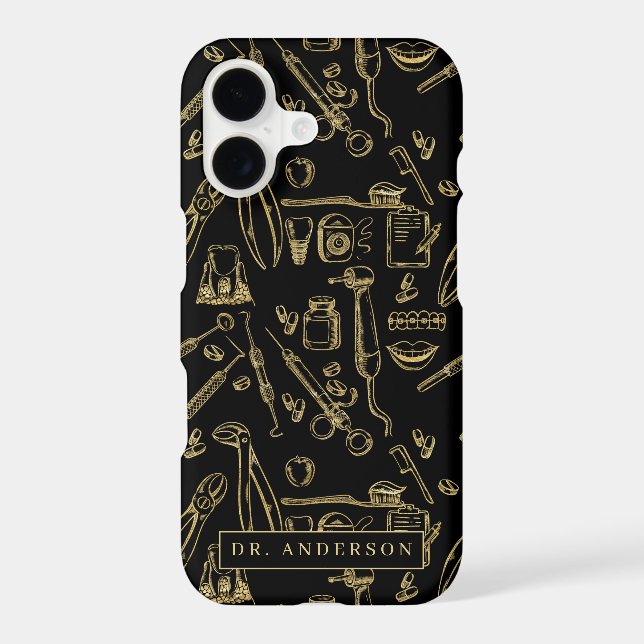Dentistry Art Gold Pattern Monogram Iphone Case (Back)