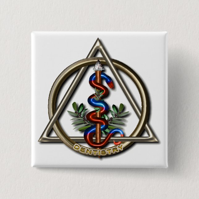 Dentistry Caduceus Button (Front)