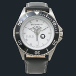 Dentistry Custom Name Elegant Black|White Watch<br><div class="desc">An elegant monogram black and white watch, with a classic medical caduceus symbol and a spot for your gift recipient's name and last name initial monogram/ or job title abbreviation. A great gift for anyone who is a dentist, a D.M.D. graduate, dental hygienist, or any proud member of the community...</div>