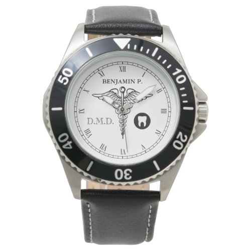 Dentistry Custom Name Elegant BlackWhite Watch