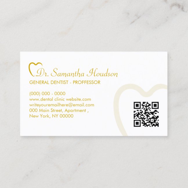 Dentistry Logo Yellow Simple Qr Code Business Card