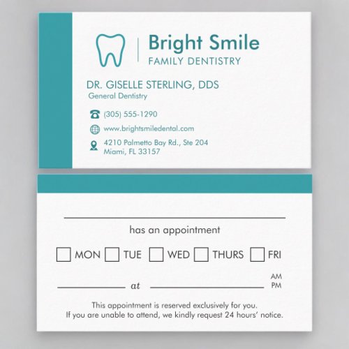 Dentistry Professional Appointment Reminder Card