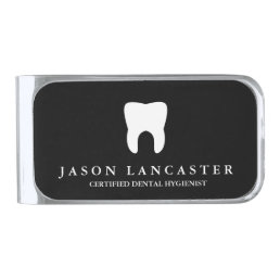 Dentistry Professional Custom Name Tooth Molar Silver Finish Money Clip
