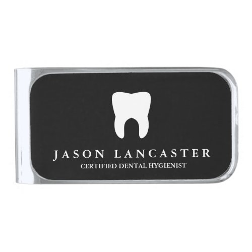 Dentistry Professional Custom Name Tooth Molar Silver Finish Money Clip