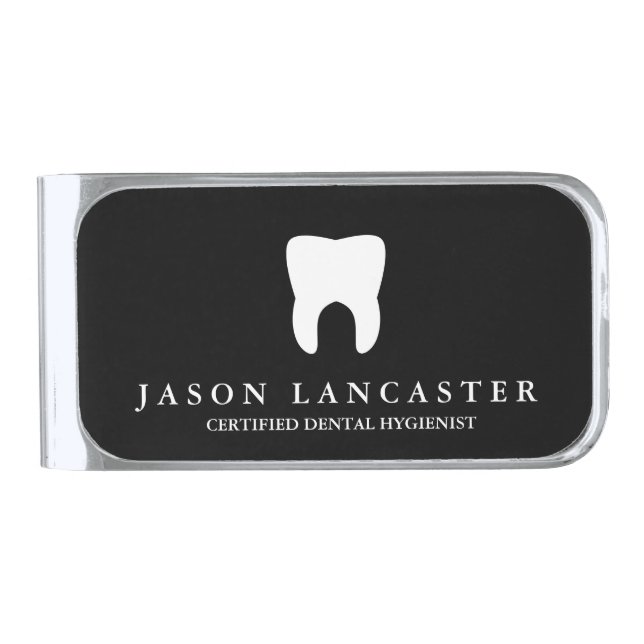 Dentistry Professional Custom Name Tooth Molar Silver Finish Money Clip (Front)
