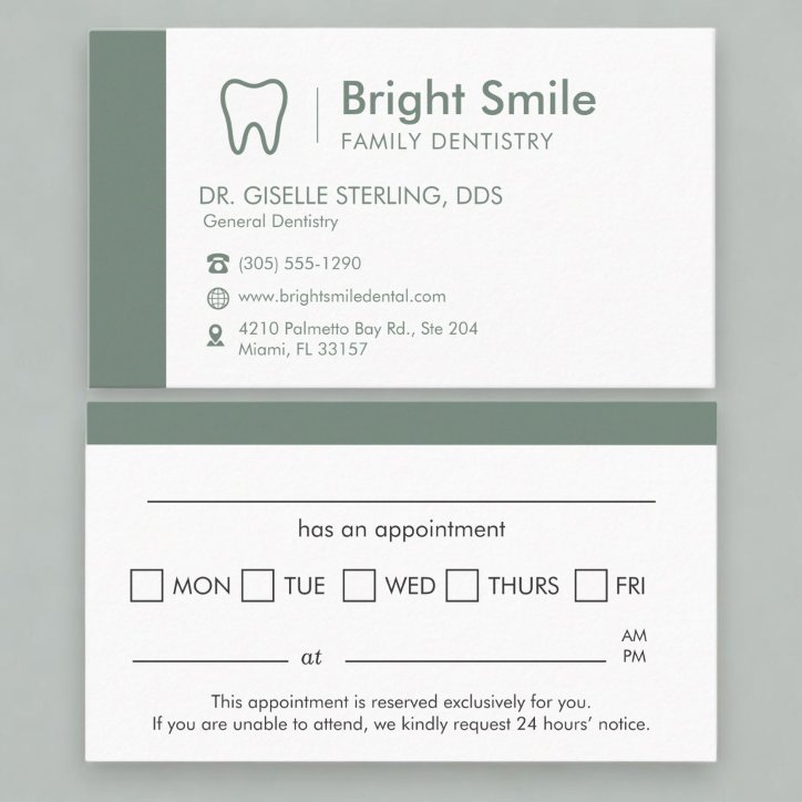 Dentistry Sage Green Appointment Reminder Business Card