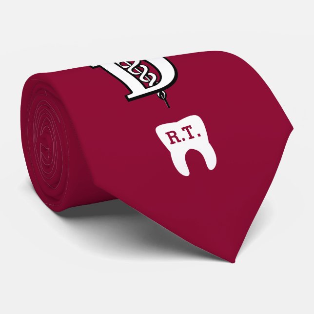 Dentistry Symbol Custom Initials Rose Red Tie (Rolled)