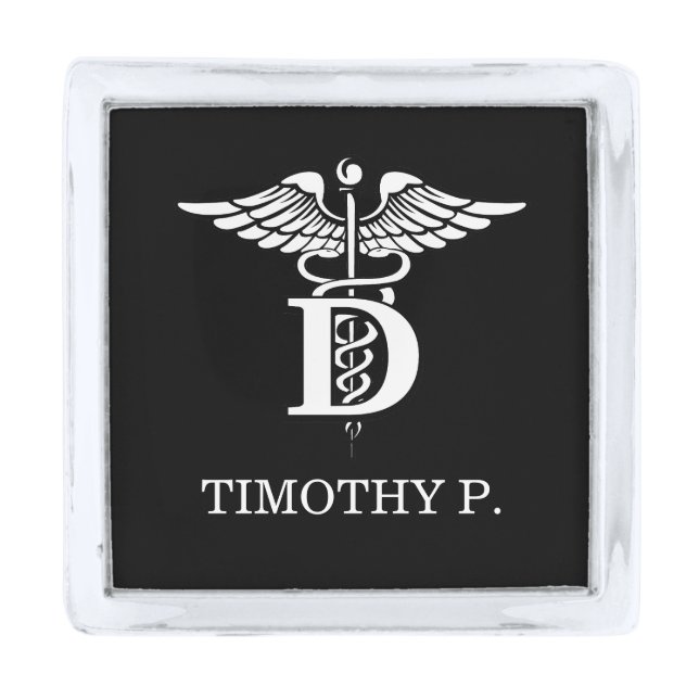 Dentistry Symbol Silver Finish Lapel Pin (Front)