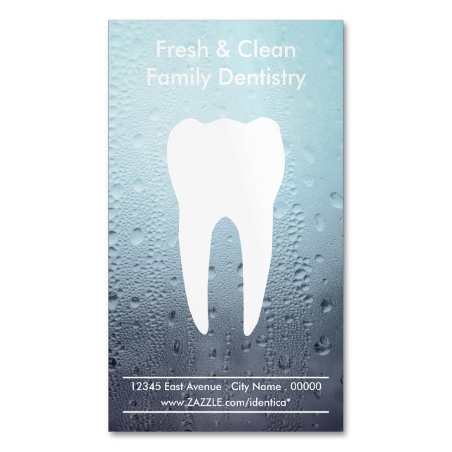 Dentistry Water Drops Magnetic Business Card Magnet (Front Vertical)