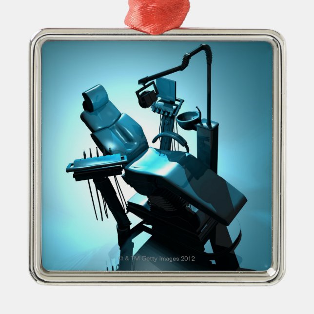 Dentist's chair, computer artwork. metal ornament (Front)