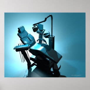 Dentist's chair, computer artwork. poster