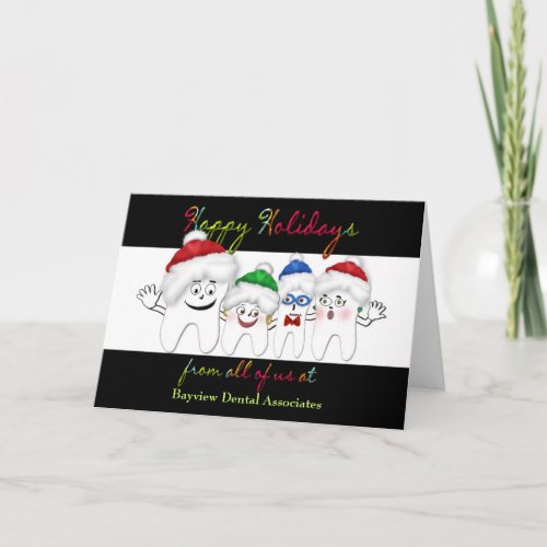 DENTISTS HAPPY HOLIDAYS CARD _ TOOTH  SANTA HAT