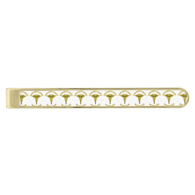 Dentist's Have More Fun Custom Shield Gold Finish Tie Clip (Front)