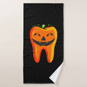 Dentists Tooth Pumpkin Halloween Bath Towel