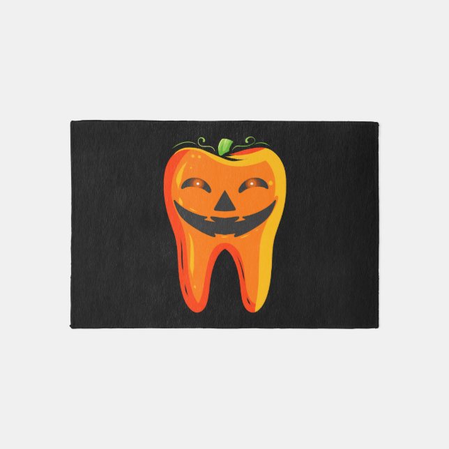 Dentists Tooth Pumpkin Halloween Rug (Front)
