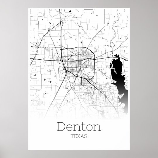 Denton Map - Texas - City Map Poster | Zazzle.com