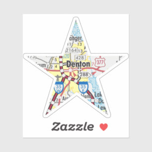 Denton Texas Map Sticker