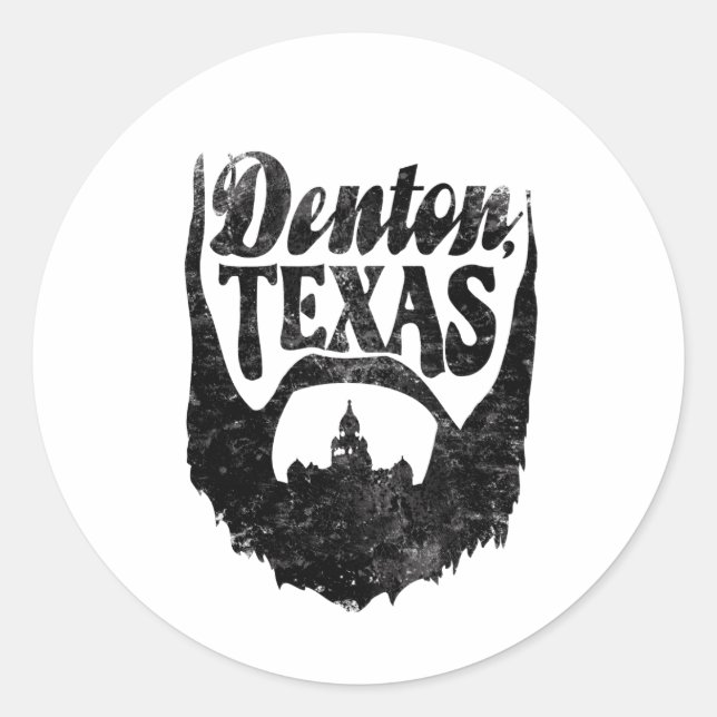 Denton, TX Beard Sticker (Front)