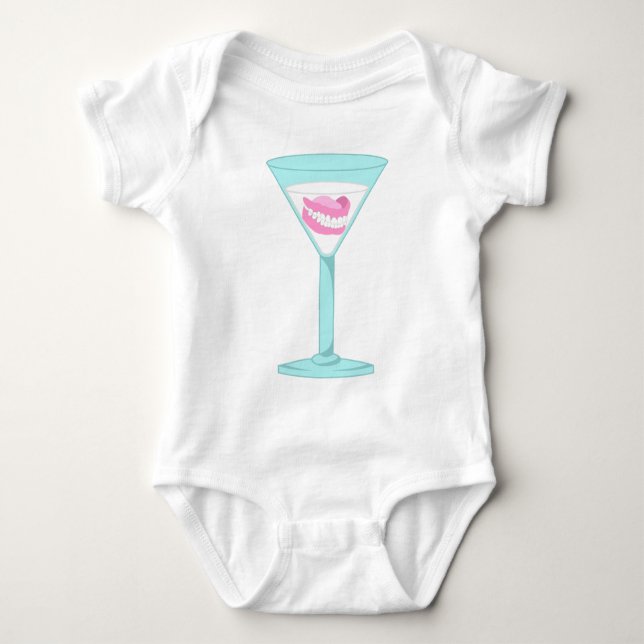 Dentures False Teeth Martini Baby Bodysuit (Front)