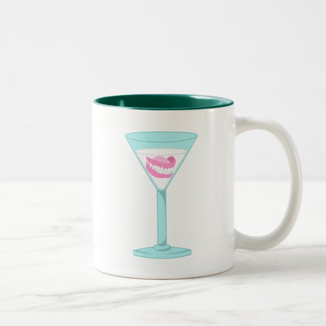 Dentures False Teeth Martini Two-Tone Coffee Mug (Right)