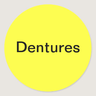 Dentures Label/ Classic Round Sticker