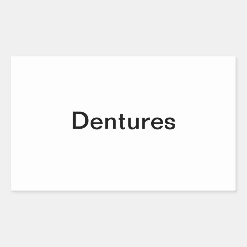 Dentures Label Rectangular Sticker